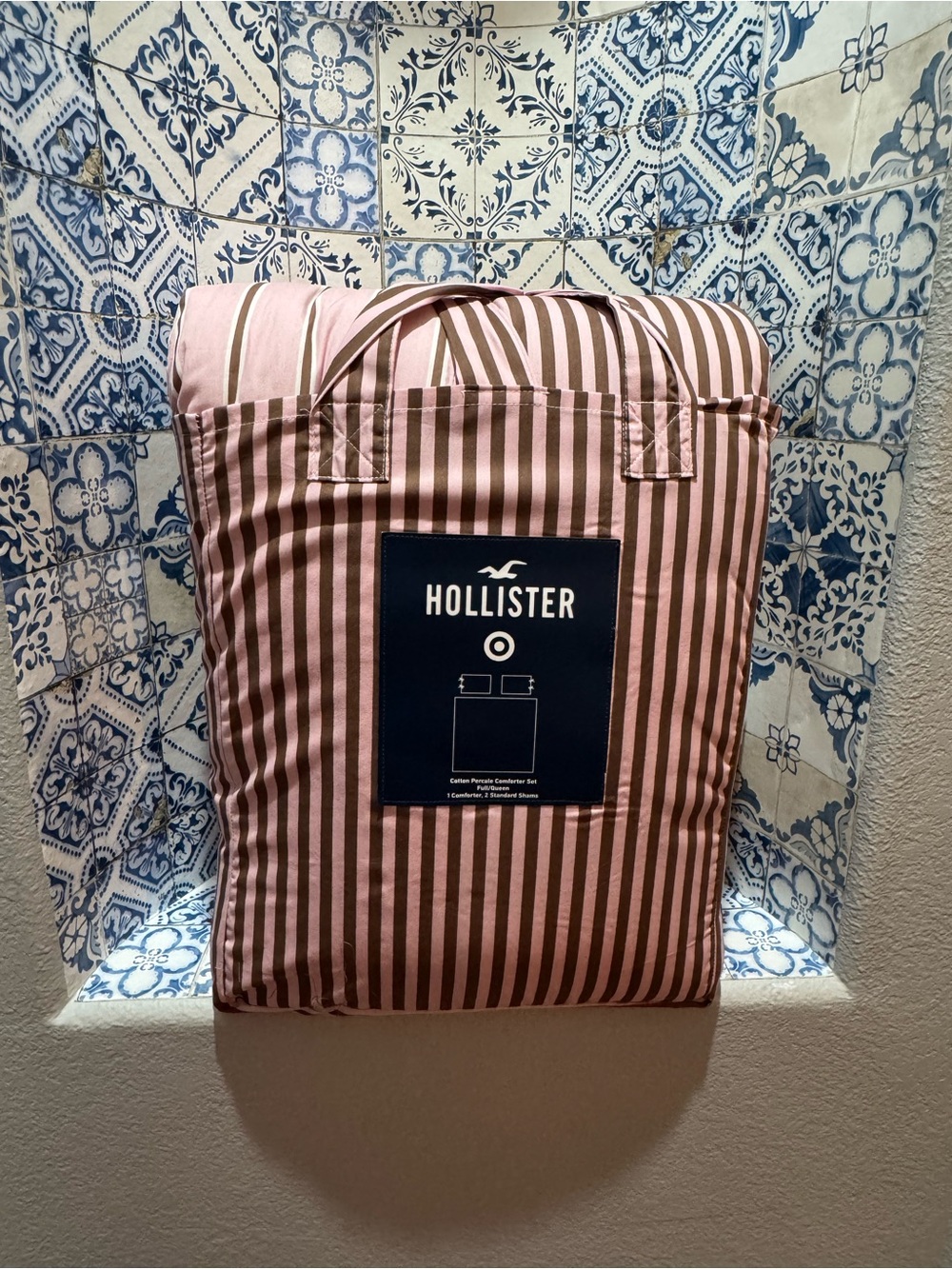 Full/Queen Reversible Percale Comforter Stripe Set - The Hollister Collection